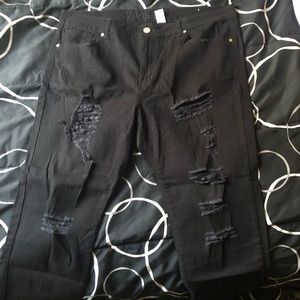 Black distressed jeans
